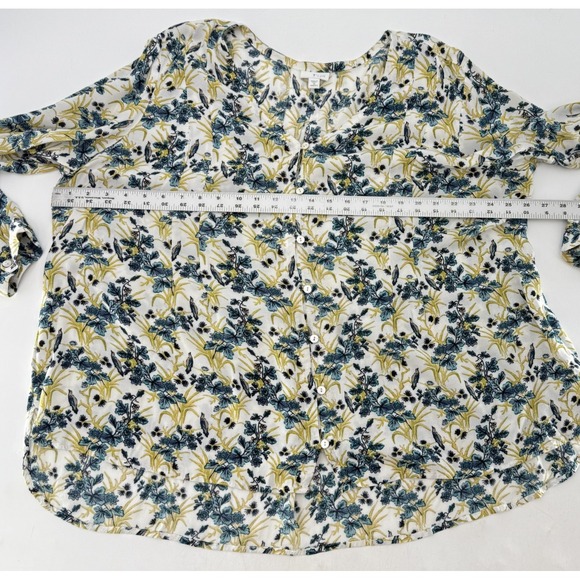 J.Jill Plus Size Blue Yellow Floral Button Front Long Sleeve Rayon Blouse Sz 3x - Picture 12 of 12